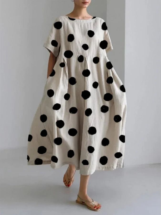 LUNA - POLKA DOT VRIJE TIJD KLEID