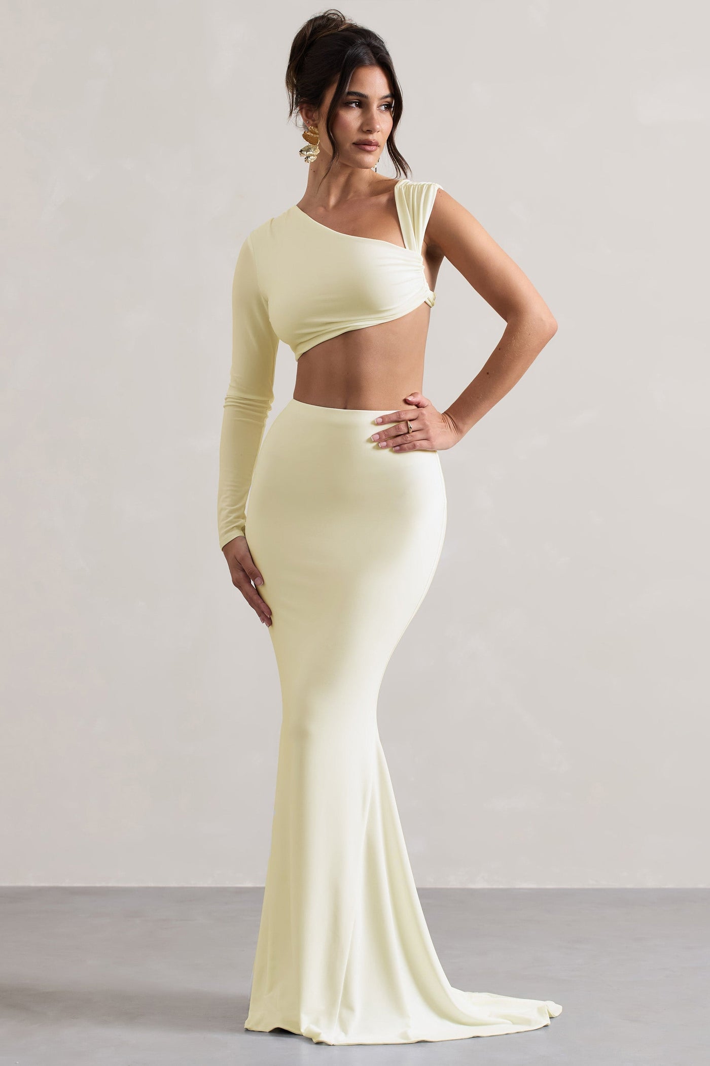 Neomie - Crème Kleurige Fishtail Maxi Rok
