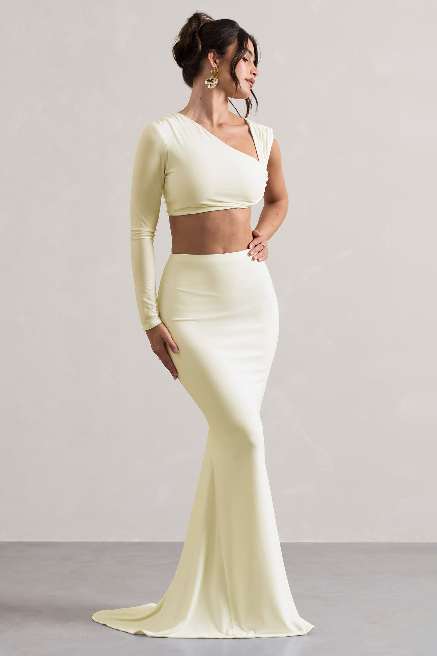 Neomie - Crème Kleurige Fishtail Maxi Rok