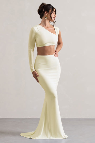 Neomie - Crème Kleurige Fishtail Maxi Rok