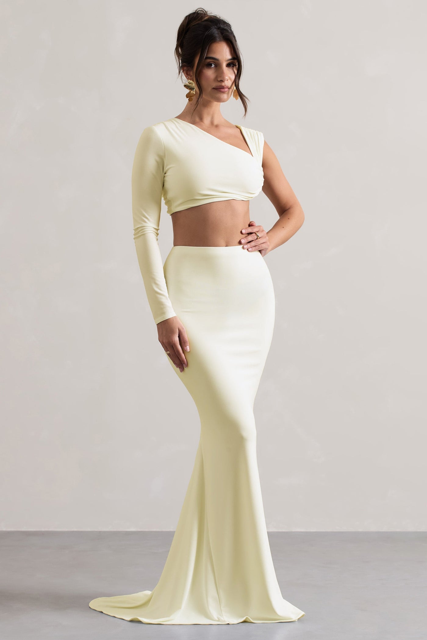 Neomie - Crème Kleurige Fishtail Maxi Rok
