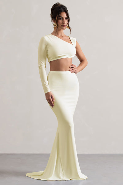 Neomie - Crème Kleurige Fishtail Maxi Rok