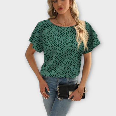 Samantha™ Blouse met Rimpeldetails en Ronde Hals