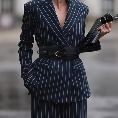Olivia - Urban Lange Mouwen Gestreepte Pak Set