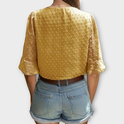 Amaya – Textured Blouse met V-hals