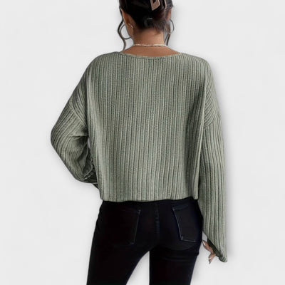 Emily™ Moderne Geribbelde T-Shirt met Ronde Hals