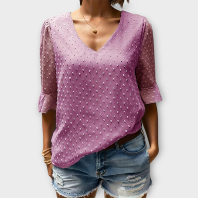 Amaya – Textured Blouse met V-hals