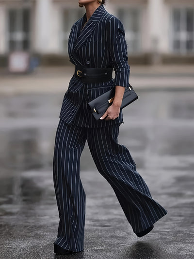 Olivia - Urban Lange Mouwen Gestreepte Pak Set