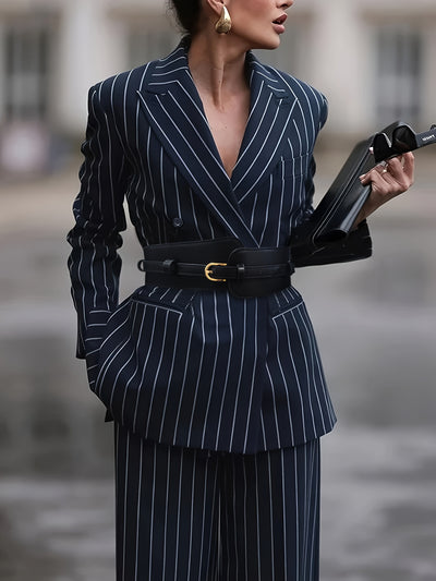 Olivia - Urban Lange Mouwen Gestreepte Pak Set