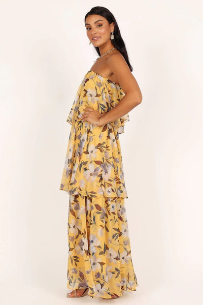 Elsie - Gepunkte Strapless Maxikleid