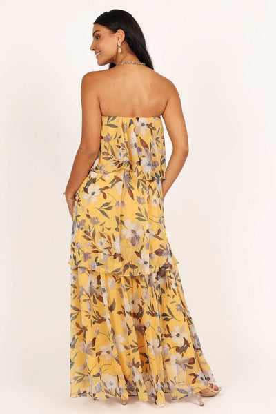 Elsie - Gepunkte Strapless Maxikleid