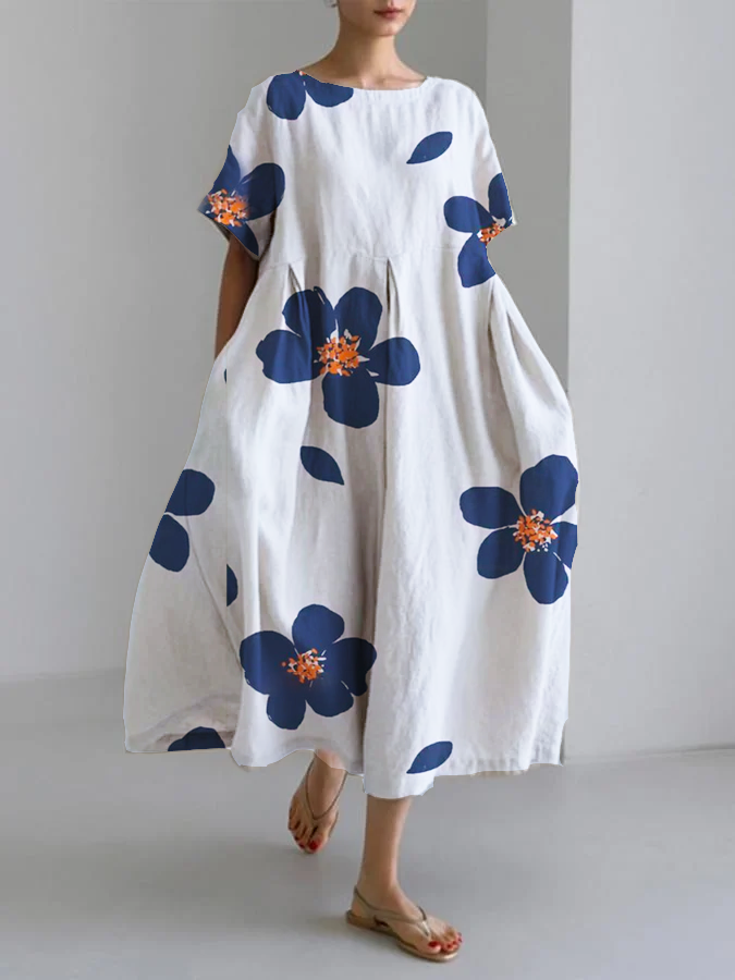 NORA - JURK MET BLOEMENPATROON EN RONDE HALS