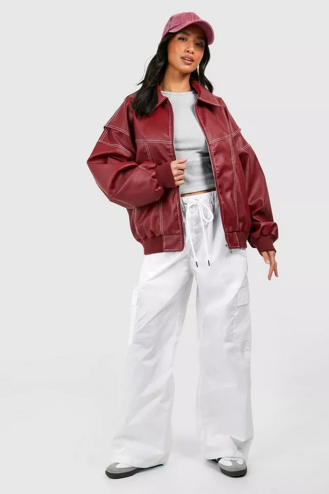 Faye™ — oversized leren jas