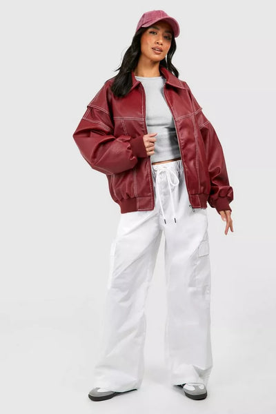 Faye™ — oversized leren jas
