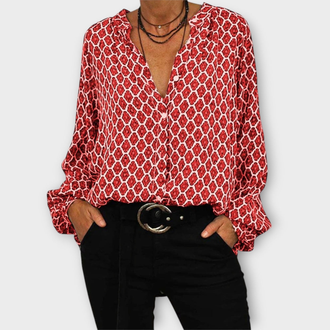 Elena™ Geometrische Print Blouse