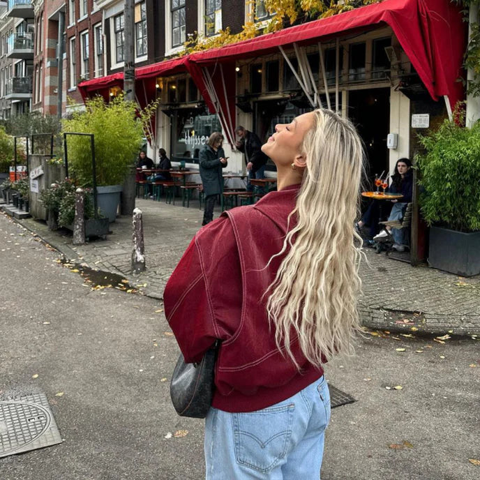 Faye™ — oversized leren jas