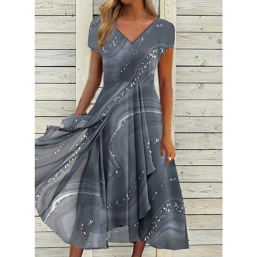 Stella™ | Midi-jurk met wervelpunt en V-hals