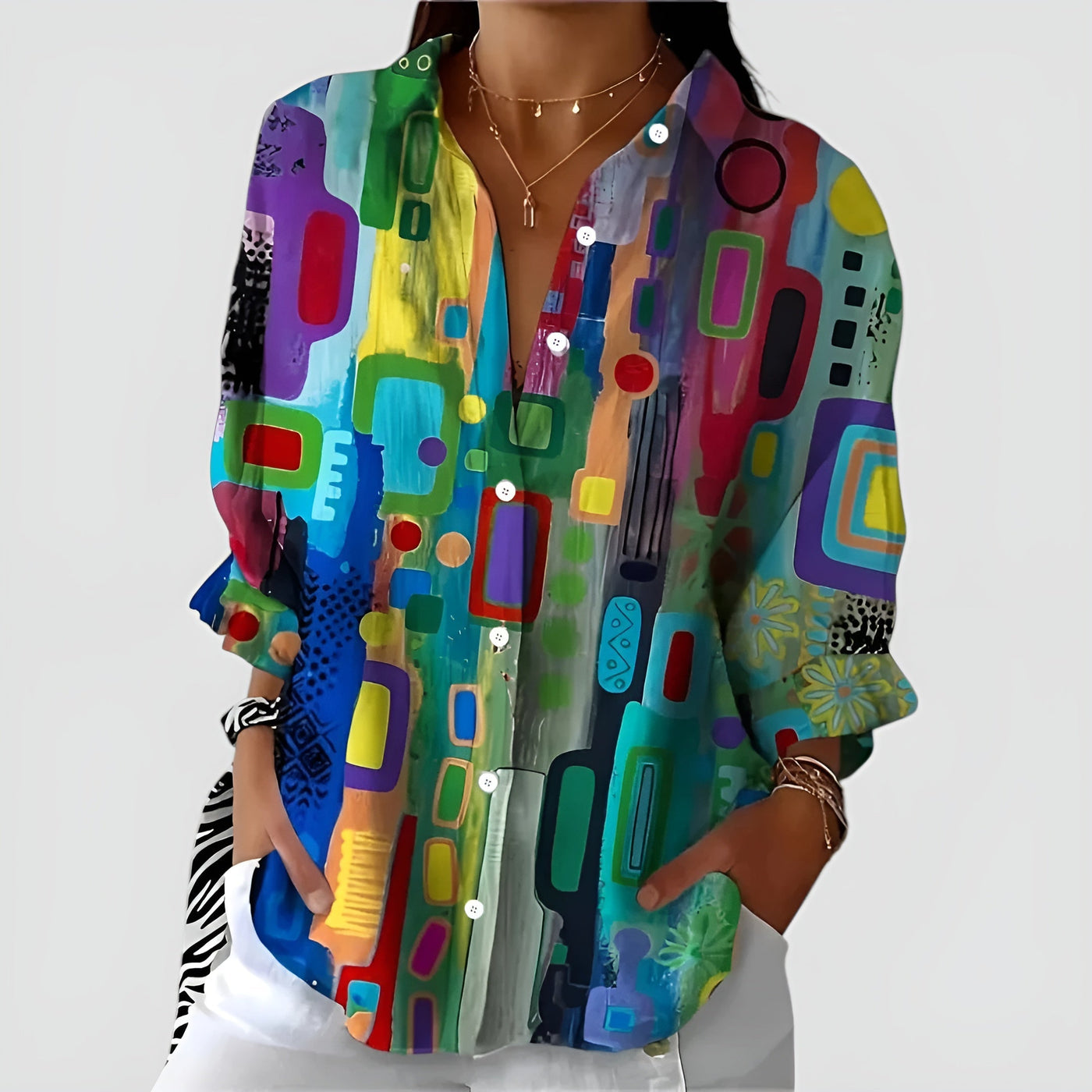 Ava™ blouse met geometrisch patroon