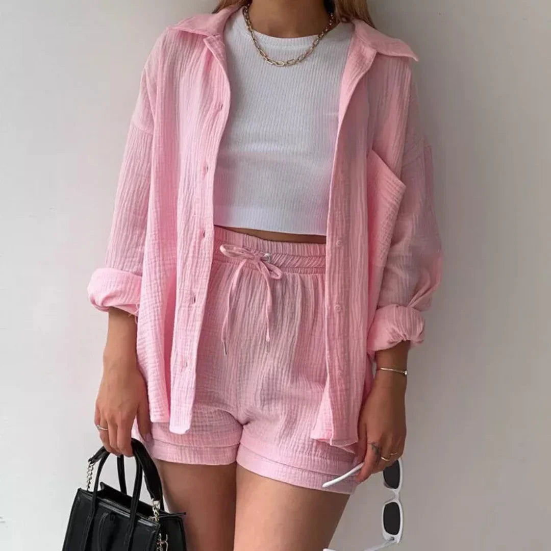 Arabella™ | 2-delige Katoenen Shirt en Shorts Set