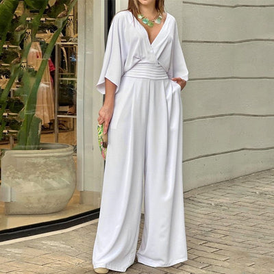 Samara - Elegante jumpsuit met V-hals en wijde broekspijpen