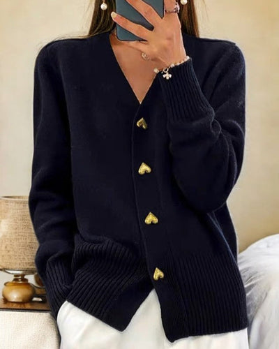 Mila Elegante Hart Knopen Cardigan