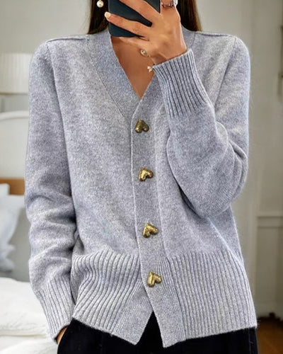 Mila Elegante Hart Knopen Cardigan