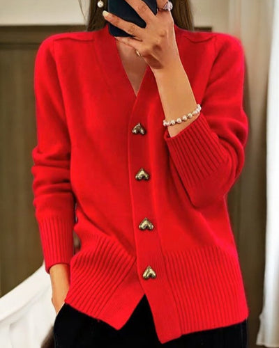 Mila Elegante Hart Knopen Cardigan
