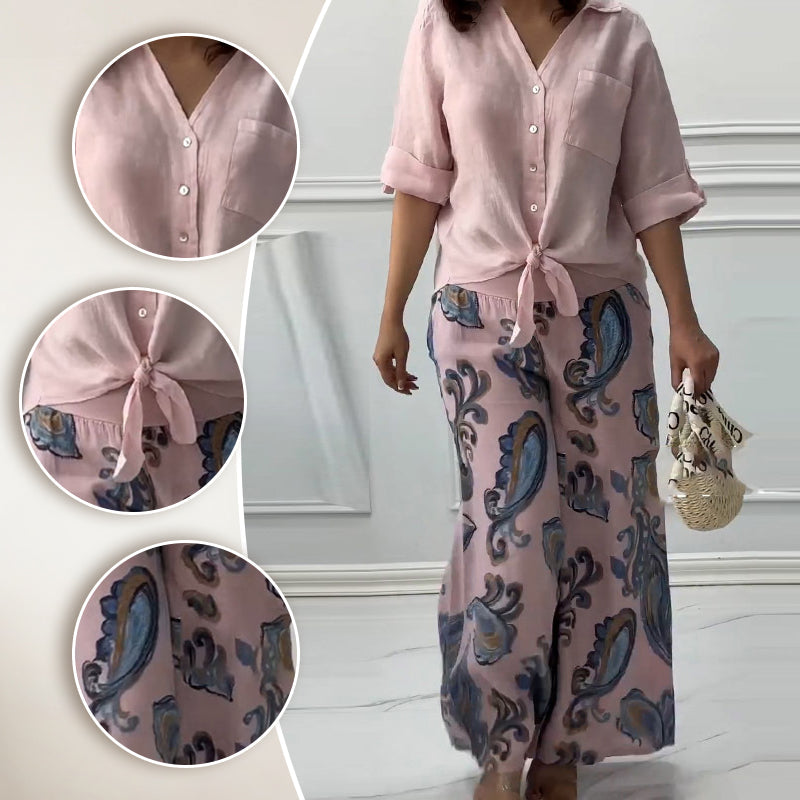 Helena™ - Comfortabele Blouse & Hoge Taille 2-Piece Set