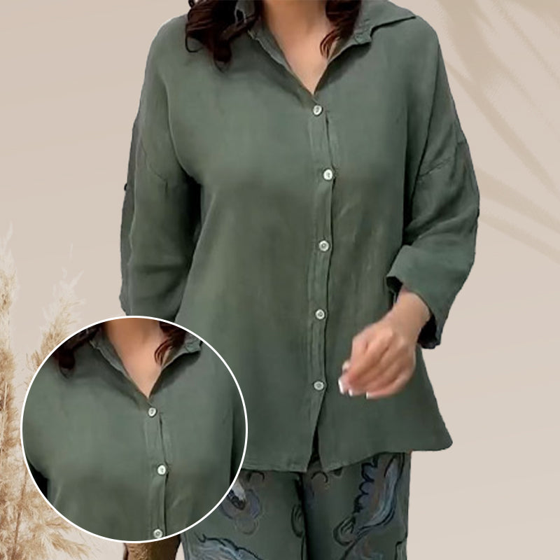Helena™ - Comfortabele Blouse & Hoge Taille 2-Piece Set
