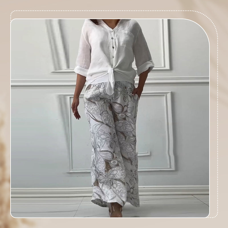 Helena™ - Comfortabele Blouse & Hoge Taille 2-Piece Set