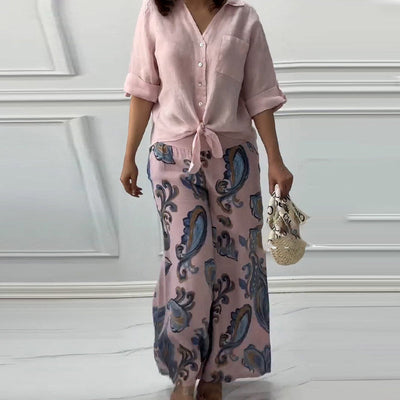 Helena™ - Comfortabele Blouse & Hoge Taille 2-Piece Set